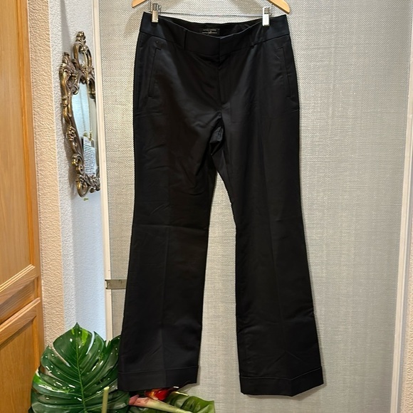 Banana Republic 718 Trouser Cuff Stretch Straight Sheen Black pants Size 14 - Picture 3 of 11